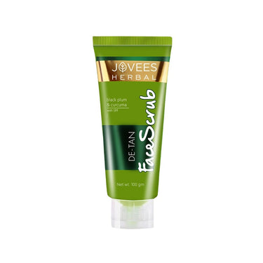 Jovees Herbal De-Tan Scrub With SPF For Brightening & Revitalizing Face Scrub | Remove Dead Skin | Gentle Exfoliation, Smooth and Clear Complexation With Turmeric & Aloe Vera | For All Skin Type- 100g